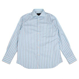 ランバンコレクションLANVIN collection コットンマルチストライプシャツ 青白茶48【中古】 【メンズ】