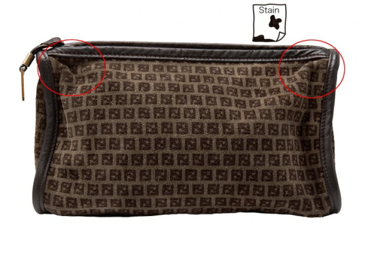 楽天市場】【中古】 フェンディFENDI ズッカ柄スウェードポーチ 茶 