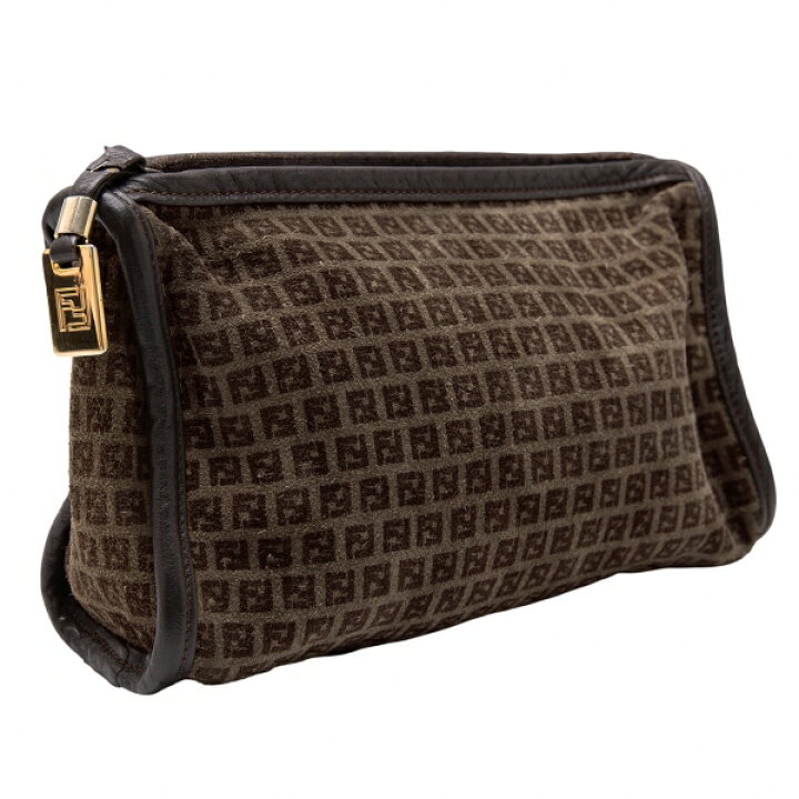 楽天市場】【中古】 フェンディFENDI ズッカ柄スウェードポーチ 茶  