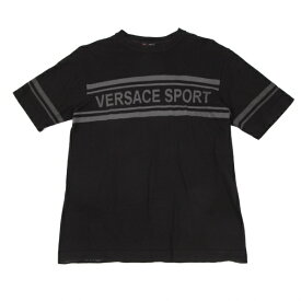 ヴェルサーチスポーツVERSACE SPORT ジャガードラインTシャツ 黒M位【中古】 【メンズ】
