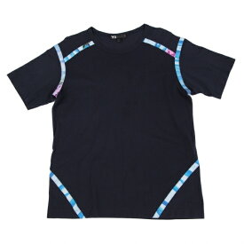 ワイスリーY-3 グラフィックパイピング鹿の子Tシャツ 紺水色L【中古】 【メンズ】
