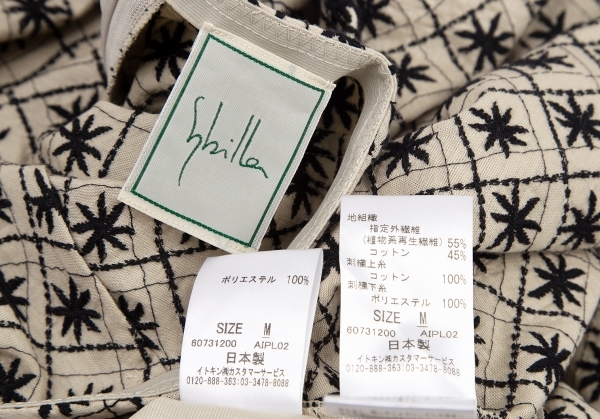 楽天市場】シビラSybilla フラワーチェック刺繍スカート ベージュ黒M