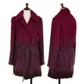 【中古】 クリストフルメールCHRISTOPHE LEMAIRE グラデーションシャギーコート 赤紫M位【レディース】