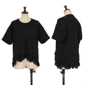 コムコム コムデギャルソンCOMME des GARCONS 裾波カットレイヤードダイヤキルティングTシャツ 黒S【中古】 【レディース】