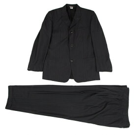 【中古】ジャンニヴェルサーチGIANNI VERSACE シルクピンストライプ3Bセットアップスーツ 黒48【メンズ】