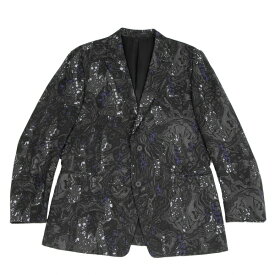 【中古】 イッセイミヤケ メンISSEY MIYAKE MEN ウールマーブルプリントジャケット 黒グレー4【メンズ】
