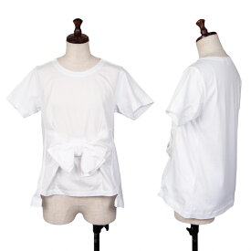【中古】コムコム コムデギャルソンCOMME des GARCONS フロント切替リボンデザインTシャツ 白XS【レディース】