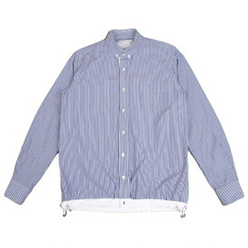 【中古】サカイsacai 裾ドローストリングストライプシャツ 青白1【メンズ】