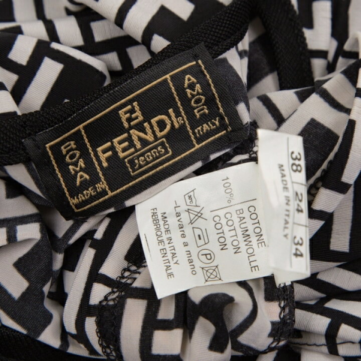 楽天市場】【中古】 フェンディFENDI jeans ズッカ柄Tシャツ オフ黒38  