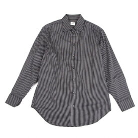 【中古】アルマーニコレツィオーニARMANI COLLEZIONI ストライプレギュラーカラーシャツ 黒白40【メンズ】