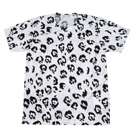 【中古】コムコム コムデギャルソンCOMME des GARCONS Rosie McGuinness レオパードプリントTシャツ 白黒M【レディース】