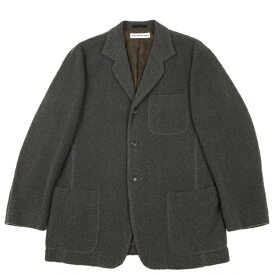 【中古】イッセイミヤケメンISSEY MIYAKE MEN ウール混パイルニットジャケット カーキグレーXL【メンズ】