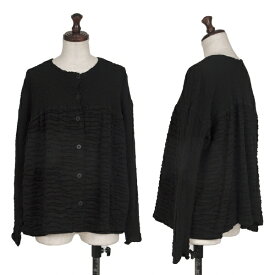 【中古】イッセイミヤケミーISSEY MIYAKE me 製品染めジャガード切替カリフラワーブラウス 黒F【レディース】