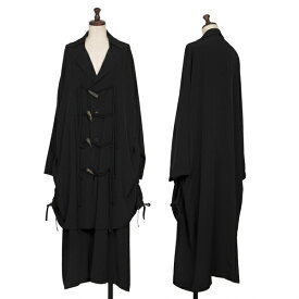 【中古】ビーヨウジヤマモトB Yohji Yamamoto アセテートポリトグルボタンシャツコート 黒2【レディース】