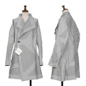 【中古】イッセイミヤケISSEY MIYAKE サイドプリーツジャガード変形ジャケット グレー2【レディース】