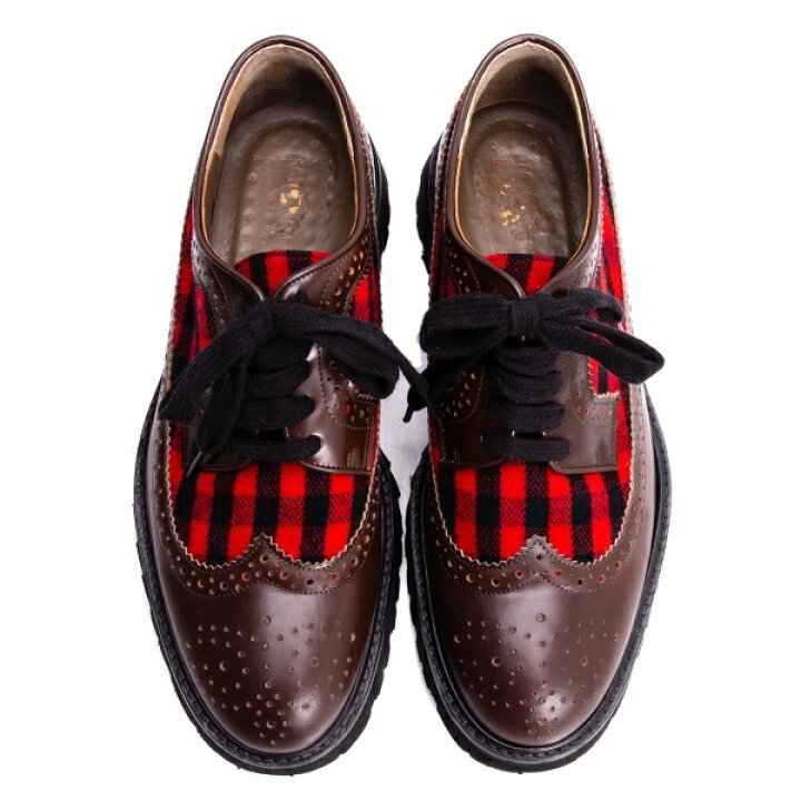 楽天市場】【中古】 マルニMARNI チェック切替レザーウイングチップ 