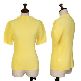 【中古】プリーツプリーズPLEATS PLEASE ミストプリーツモックネックTシャツ 黄色3【レディース】