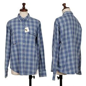 【中古】 マドモアゼルノンノンMademoiselle NON NON コットンチェックボタンダウンシャツ 青白赤M位【レディース】