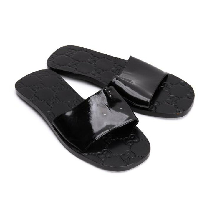 楽天市場】【中古】 グッチGUCCI エナメルGGロゴサンダル 黒36（23位 