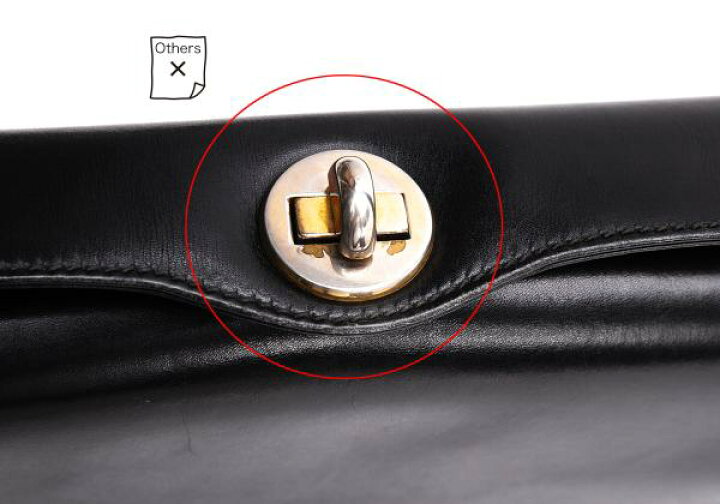 楽天市場】【中古】 グッチGUCCI ターンロックレザーハンドバッグ 黒 