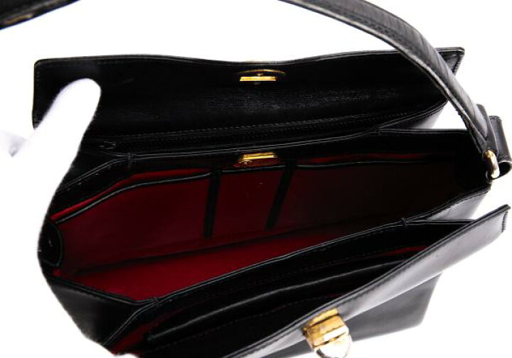 楽天市場】【中古】 グッチGUCCI ターンロックレザーハンドバッグ 黒 