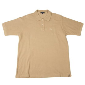 【中古】 バーバリーBURBERRY LONDON ポイント刺繍鹿の子半袖ポロシャツ ベージュL【メンズ】