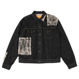 【中古】 ヨウジヤマモト プールオムYohji Yamamoto POUR HOMME 顔料プリントマジックウォッシュデニムジャケット 黒L位【メンズ】