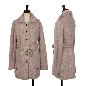 【中古】 マドモアゼルノンノンMademoiselle NON NON くるみボタンベルト付きニットジャケット ピンクM【レディース】