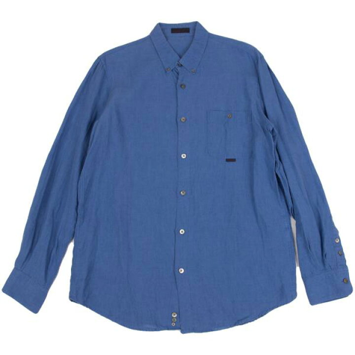 楽天市場】【中古】 パパスPapas リネンボタンダウン長袖シャツ 青48M 