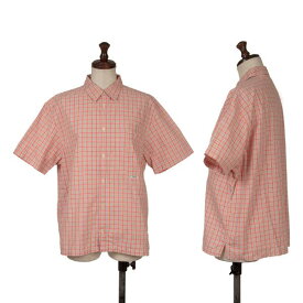 【中古】 マドモアゼルノンノンMademoiselle NON NON コットンチェック半袖シャツ 赤他M位【レディース】