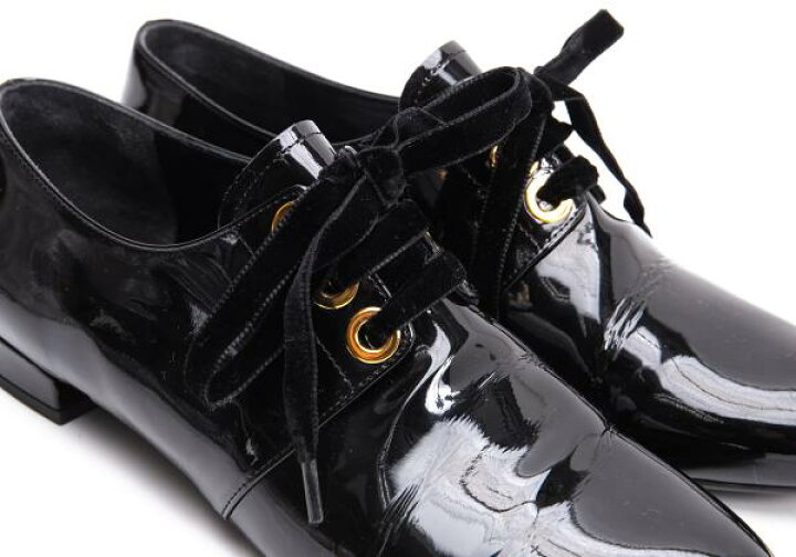 楽天市場】【中古】 プラダPRADA ベロアレースアップエナメルシューズ 