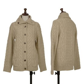 【中古】 ノンノNON NOマドモアゼルノンノンMademoiselle NON NON ウールハイネックケーブルニットカーディガン ベージュM位【レディース】