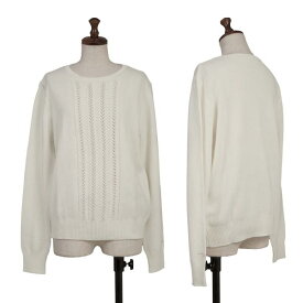 【中古】 マドモアゼルノンノンMademoiselle NON NON コットンアクリルケーブル編み切替ニットセーター オフ40L【レディース】