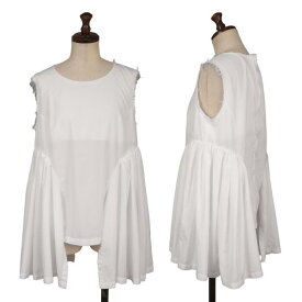 【中古】 コムデギャルソンCOMME des GARCONS 裾カーブフリル切替ノースリーブトップス 白S【レディース】