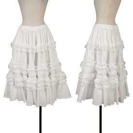 【中古】 コムデギャルソンCOMME des GARCONS コットンチュールフリル装飾スカート 白S【レディース】