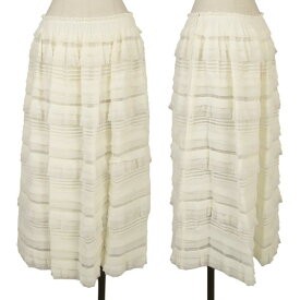 【中古】 コムデギャルソンCOMME des GARCONS 切替ティアードシフォンスカート クリームM【レディース】