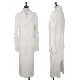 【中古】 コムデギャルソンCOMME des GARCONS ポリ裁ち切りスリーブ切替スナップボタンロングジャケット オフS【レディース】