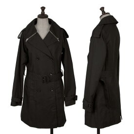 【中古】 フセインチャラヤンHussein Chalayan コットン襟ジップ脱着トレンチコート 黒38【レディース】
