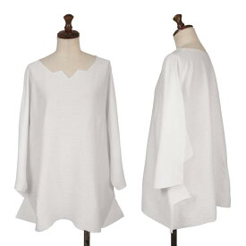 【中古】 イッセイミヤケ ミーISSEY MIYAKE me ジグザグカッティング横プリーツカットソー 白F【レディース】