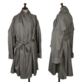 【中古】 イッセイミヤケISSEY MIYAKE パピートゥースベルテッドナイロンコート グレーL【レディース】
