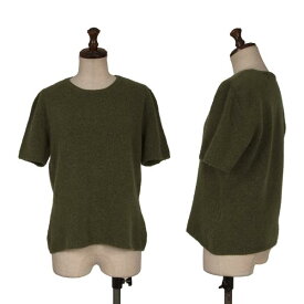 【中古】 アクアスキュータムAquascutum ウール混半袖ニットセーター カーキ9【レディース】