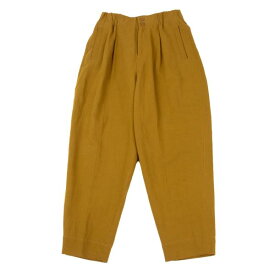 【中古】 イッセイミヤケISSEY MIYAKE コットンリネンタックテーパードパンツ キャメル1【レディース】