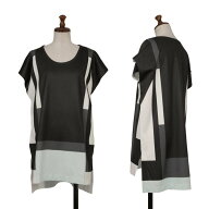 【中古】 イッセイミヤケISSEY MIYAKE パネルプリントスクエアカットソー 黒他2【レディース】