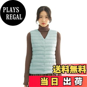 【送料無料】LIYURLTA ウルトラライト インナーダウンベスト レディース ノーカラー ダウン ベスト 撥水 軽量 暖かい 防寒 薄い 秋冬 収納ポーチ付き LIY48 色:グリーン、サイズ:M