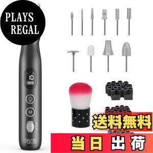 【送料無料】PELCAS電動ネイルマシン 10個のビット ネイルマシーン ジェルネイル オフ キットネイルケアセット 爪磨き 色:グレー、サイズ:L