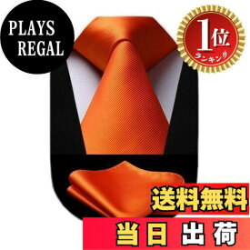 【楽天ランキング1位獲得】【送料無料】[HISDERN] オレンジ ネクタイ チーフ セット メンズ 無地 おしゃれ 結婚式 就活 入学式 卒業式 プレゼント TL301N8S