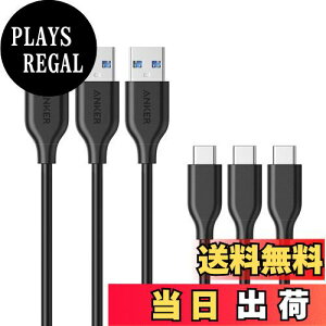 yzAnker USB Type C P[u PowerLine USB-C & USB-A 3.0 P[u (0.9m × 3{Zbg) Xperia/Galaxy/LG/iPad Pro/Air MacBook ̑ Android  USB-C@Ή e[N [g ݑΖ ubN