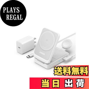 yzAnker MagGo Wireless Charging Station (Foldable 3-in-1) Qi2Ή }Olbg 3-in-1 CX[dXe[V/CXo/Apple Watchz_[t MagSafeΉ iPhone 16 / 16 Pro / 16 Pro Max / 15 / 14 /