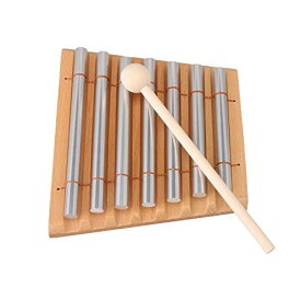 Yibuy 木製のチャイム 7トーン 打楽器 エネルギーチャイム 木製のマレットと7ソリッド アルミ チューブ教育ミュージカル玩具