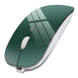 ワイヤレスマウス Bluetooth5.0 マウス 無線マウス USB充電式 超薄型 静音 2.4GHz 3DPIモード 光学式 高感度Mac/Windows/surface/Microsoft Pro/iPad/Androidに対応 (濃い緑)